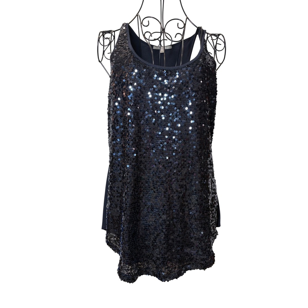 Gap Navy Blue Sequin Racerback Scoop Neck Tank Top Womens - Large